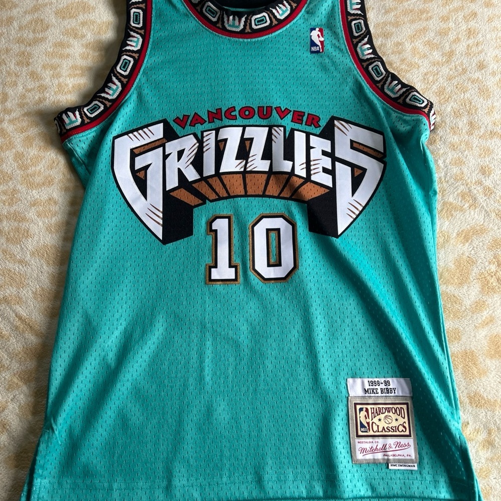 Mitchell & Ness Vancouver Grizzlies Mike Bibby 1998-99 Teal and Black Jersey